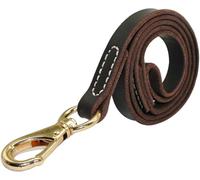 Heavy Duty Handmade Leather Dog Leash for Training and Walking, 160cm Length, Suitable for All Dog Breeds, Durable Dark Brown with Gold Hook
