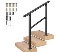 Heavy-Duty Handrail for Outdoor Steps, Adjustable Hand Support Railing Galvanized Steel Stairs Railing, Floor Mounted Transitional Guardrail with Installation Kit(B,120cm/47inch)
