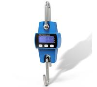 Heavy-duty hanging scale, 660lb/300kg capacity digital weigher, cast aluminum case with metal hooks - for luggage, packages & Hoyer lifts (Blue)