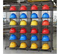 Heavy Duty Hard Hat Holder Freestanding, Adjustable Safety Helmet Storage Cage, Fire Helmets Organizer Rack for Factory, Workshop, Coal Mine, Retail