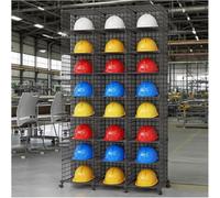 Heavy Duty Hard Hat Holder Freestanding, Adjustable Safety Helmet Storage Cage, Fire Helmets Organizer Rack for Factory, Workshop, Coal Mine, Retail