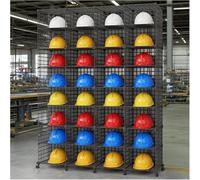 Heavy Duty Hard Hat Holder Freestanding, Adjustable Safety Helmet Storage Cage, Fire Helmets Organizer Rack for Factory, Workshop, Coal Mine, Retail