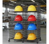 Heavy Duty Hard Hat Holder Freestanding, Adjustable Safety Helmet Storage Cage, Fire Helmets Organizer Rack for Factory, Workshop, Coal Mine, Retail