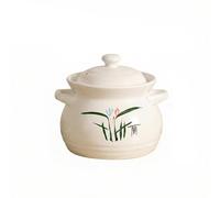 Heavy Duty Heat Proof Ceramic Casserole Pot, Handmade Orchid High Temperature Earthenware with Lid, Large Capacity Soup Pot for Slow Stew, Traditional Chinese Clay Cookware,6L,White