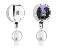 Heavy Duty Hedgehog Through Asters Badge Reel with 360° Swivel Alligator Clip & 24" Retractable Nylon Cord Lightweight Name Badge Holder for Nurse Teacher Office Worker Id Card Decor