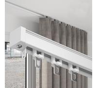 Heavy-Duty Hidden Ceiling Curtain Track - 2mm Thick Curtain Rail, Invisible Design for Seamless Look, 1.1m Single White Rod, Ideal for Home Décor and Space Saving