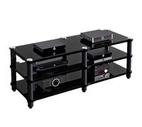 Heavy Duty HiFi Stereo Cabinet Double-Wide AV Media Stand for TV Amplifier & DVD Player Stylish Corner Entertainment Center for Home Theater Setup