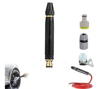 Heavy Duty High Pressure Hose Nozzle, Adjustable Twist Jet Sweeper Nozzle - Metal Water Hose Sprayer with Brass Connector, 3/4" Fit for Car Washing Driveway, Cleanr, Watering (1Set + 17ft Hose)