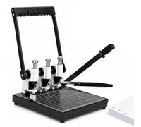 Heavy Duty Hole Punch 3 Paper Cutter Guillotine 170 Sheets Max Capacity Adjustable Pitch 80-100mm Margin 12-18mm Strong Office Desktop Craft Trimmer Document Binding Home Use