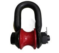 Heavy-Duty Hook Pulley System - Rotating Lifting Block with Marine Shackle & Bearing, Wide Wheel, 4T Steel Cable Roller for Rigging, Hoisting & Heavy Lifting - Red & Black