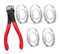 Heavy Duty Hose Clamp Pliers, 11PCS Hose Clip Pliers with Stainless Steel CV Boot Clamp Assortment Kit Adjustable Auto Clic-R Type Collar Clamp for Most Cars