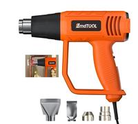 Heavy Duty Hot Air Gun 2000W, Heat Gun 300℃- 600℃ Variable Temperature Control with 2-Temp Settings, 1.5s Rapid Heating, 4 Nozzles for Shrink Tubing, Wrap, Crafts, Soldering, Orange