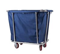 Heavy Duty Hotel Linen Trolley Commercial Laundry Cart on Wheels Stainless Steel Frame 400L Capacity Rolling Housekeeping Basket with Removable Bags Ideal for Hotels & Restaurants