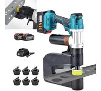 Heavy Duty Hydraulic Hole Punch, Cordless Electric Puncher with 2 Batteries, 150mm Throat Depth, Easy One-Button Operation, Ideal for Quick and Efficient Puncturing