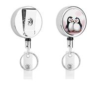 Heavy Duty I Love Penguins Badge Reel with 360° Swivel Alligator Clip & 24" Retractable Nylon Cord Lightweight Name Badge Holder for Nurse Teacher Office Worker Id Card Decor