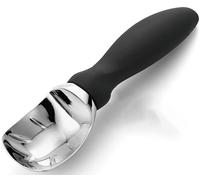 Heavy Duty Ice Cream Scoop with Comfortable Handle - Professional Ice Cream Scooper for Gelato, Sorbet, Cookie Dough, Melon, Frozen Yogurt - Dishwasher Safe Metal Kitchen Tool - Black