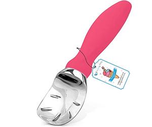 Heavy Duty Ice Cream Scoop - Zinc Alloy, Ergonomic Handle, Rustproof & Dishwasher Safe - Cuts Through Hard Ice Cream with Ease (Pink)