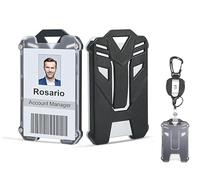 Heavy Duty ID Card Badge Holder with Retractable Keychain Detachable Keyring Pull Reel for Tactical Security Name Card (Bla1ck)