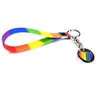 Heavy Duty Identification Silicon Rainbow LGBTQ Key Ring loops Fob with Rainbow Heart Supermarket Trolley Token