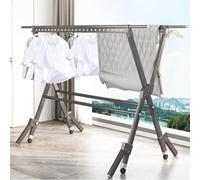 Heavy Duty Indoor Clothes Airer - Folding Retractable Drying Rack, Collapsible 4-Pole Clothes Rail, Windproof Airing Rack for Indoor and Outdoor Use