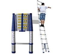 Heavy Duty Industrial Aluminum Telescopic Extension Ladder 8m/7m/6m/5m/4m/3m/2m/1m 150kg Load Capacity Ideal for Home Loft & Outdoor Work - 2.6m/8.5ft Size