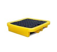 Heavy Duty Industrial Bucket Tray Spill Pallet2 Pack Leakproof Slip Platforms with Drain Drum Containment Solution Yellow 28.3"x28.3"x6.1"Durable & Reliable Spill Control