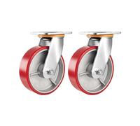 Heavy Duty Industrial Caster Wheel 4 5 6 8 Inch Set Of 2, Steel Hub Polyurethane Caster, Swivel Castors With Brakes, Single Wheel Load 300kg Replacement Casters (Color : Swivel, Size : 125mm(5in))