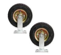Heavy Duty Industrial Caster Wheel 6 8 10 Inch Set of 2, Moving Silent Shock Absorption Pneumatic Rubber Swivel Caster, Double Ball Bearing Fixed Caster, for Trolley Work (Fixed 6in/150mm)