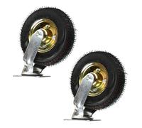 Heavy Duty Industrial Caster Wheel 6 8 10 Inch Set of 2, Moving Silent Shock Absorption Pneumatic Rubber Swivel Caster, Double Ball Bearing Fixed Caster, for Trolley Work (Swivel 6in/150mm)