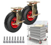 Heavy Duty Industrial Caster Wheels 2x Swivel Castors for Furniture Transport Shock Absorbing with Double Ball Bearings Includes Screws & Brakes (8)