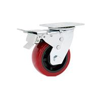 Heavy Duty Industrial Caster Wheels - Red Swivel Polyurethane Plate Casters with Polyolefin Core & 6202 Bearing 1pc High Load Capacity for Large Furniture & Equipment