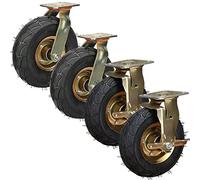 Heavy Duty Industrial Casters Ø 200mm 250mm 4-Pack Quiet Rubber Wheels with Double Bearing Swivel Castors with Brake Ideal for Trolleys Furniture Workbenches
