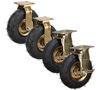 Heavy-Duty Industrial Casters Ø 200mm/250mm 4-Pack Quiet Shock-Absorbing Rubber Wheels Double-Bearing Swivel Casters with Brake for Trolleys Furniture Workbenches