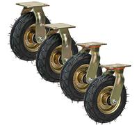 Heavy-Duty Industrial Casters Ø 200mm 250mm 4-Pack Shock-Absorbing Quiet Rubber Wheels Double-Bearing Swivel Casters with Brake Ideal for Trolleys Furniture Workbenches