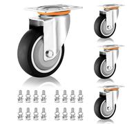 Heavy Duty Industrial Casters 3in 4in 5in Silent Thermoplastic Rubber Wheels Set of 4, Swivel Plate Caster with Brakes, Dual Locking No Noise, for Trolley Furniture Workb (Swivel+swivel 125m
