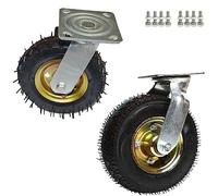 Heavy Duty Industrial Casters Pneumatic Wheels 6/8/10 Inches Robust & Highly Elastic Air Filled Rubber Caster For Commercial/Industrial Applications-Swivel-250mm/10in