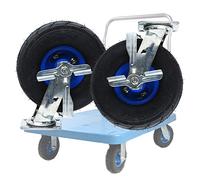 Heavy Duty Industrial Casters Set of 2 Rubber Fixed Wheel with Top Plate Noise Free Mobile Brakes Pneumatic Swivel Casters High Load Capacity