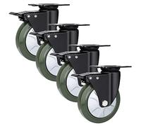 Heavy-Duty Industrial Casters, Set of 4, 3"-6" Rubber Swivel Wheels with Double Ball Bearings, Puncture-Resistant, Perfect for Furniture, Trolleys, and Equipment.