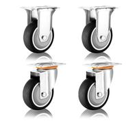 Heavy Duty Industrial Casters Set of 44in 5in 6in Dual Locking Swivel Plate Wheels No Noise Thermoplastic Rubber Smooth Rolling with Brakes for Optimal Stability