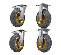 Heavy-Duty Industrial Casters with Brakes 4-Piece Set 100mm/4in & 150mm/6in Trolley Wheels Perfect for Outdoor Use and Reliable for Heavy Loads