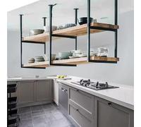 Heavy Duty Industrial Ceiling Mount Floating Shelves - 2 Layer Overhead Storage Rack for Kitchen Pots, Pans, Plants - Space Saving Shelving Unit (140x30x80cm)