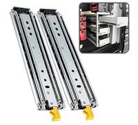 Heavy Duty Industrial Drawer Slide with Lock 40-80 Inch 3-Fold Full Extension Side Mount 400 lb Load Capacity 3" Widening 1 Pair (40in)
