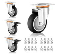 Heavy Duty Industrial Fixed Caster Set of 4 Furniture Swivel Plate Casters ? 3 4 5 Inch, Replacement Swivel Caster Wheel with Brakes, for Trolley Furniture Workben(Swivel (Swivel+brake 125mm