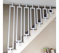 Heavy Duty Industrial Pipe Stair il - Ceiling-Mounted Metal Railing for Loft & Attic Steps, White Iron Banister Safety Guardrail, 135cm (4.4ft) Support for Stairs & Porch
