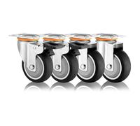 Heavy Duty Industrial Plate Caster Wheel Set of 4, 3in 4in 5in Dual Locking No Noise TPR Thermoplastic Rubber Casters, Replacement Casters for Carts Trolley Furniture(Fix (Swivel+brake 100mm