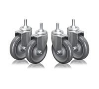 Heavy Duty Industrial Replacement Castors Pack of 4-63/75/100mm Swivel Polyurethane Wheels with M12 Thread Stem Noise-Free Double Ball Bearings 360° Rotation High Load Capacity