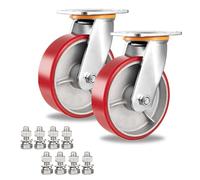 Heavy Duty Industrial Replacement Polyurethane Casters 4 5 6 8 Inch Set Of 2 Double Ball Bearing Fixed Swivel Brake Caster Single Load 660Lbs Plate Caster (Color : Swivel Size : 150mm(6in