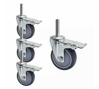 Heavy Duty Industrial Stem Casters Wheels No Noise Rubber Swivel 3"/4"/5" Pack of 4 M20 Threaded Ideal Replacement for Carts & Equipment Color: Brake