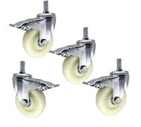 Heavy Duty Industrial Stem Casters Wheels - Set of 4 Silent Trolley Castors with Brake M12*30/60mm Thread 345kg Load Capacity 75mm Size & Reliable