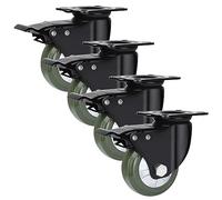 Heavy-Duty Industrial Swivel Casters, 4-Pack, 3" 4" 5" 6" Rubber Wheels with Double Ball Bearings, Puncture-Resistant, Ideal for Furniture and Equipment Mobility